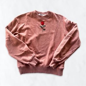 Embroidered Rose Sweatshirt